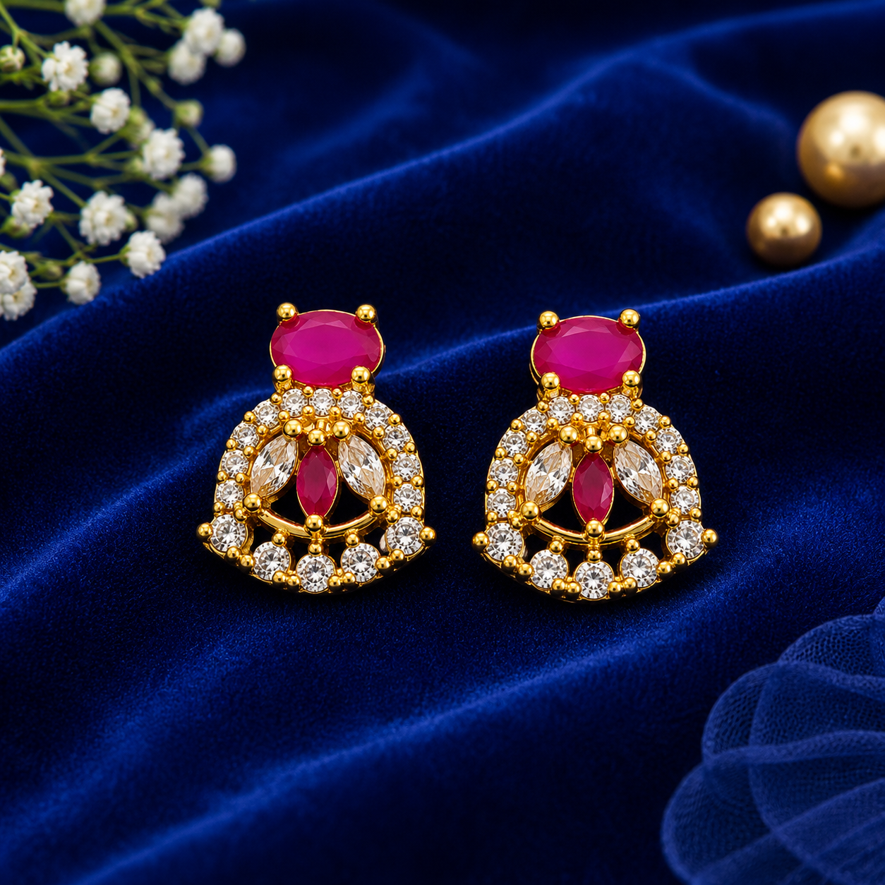 ELEGANT STONE STUD EARRINGS